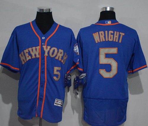 Mets #5 David Wright Blue(Grey NO.) Flexbase Authentic Collection Stitched MLB Jersey